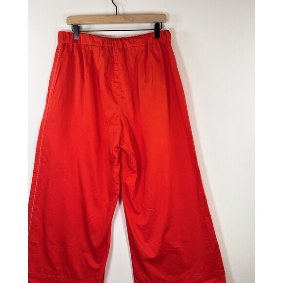 Max Mara Womens Red Leisure Cannone Trouser Cropped Hi Rise Wide Leg Medium - Picture 11 of 13